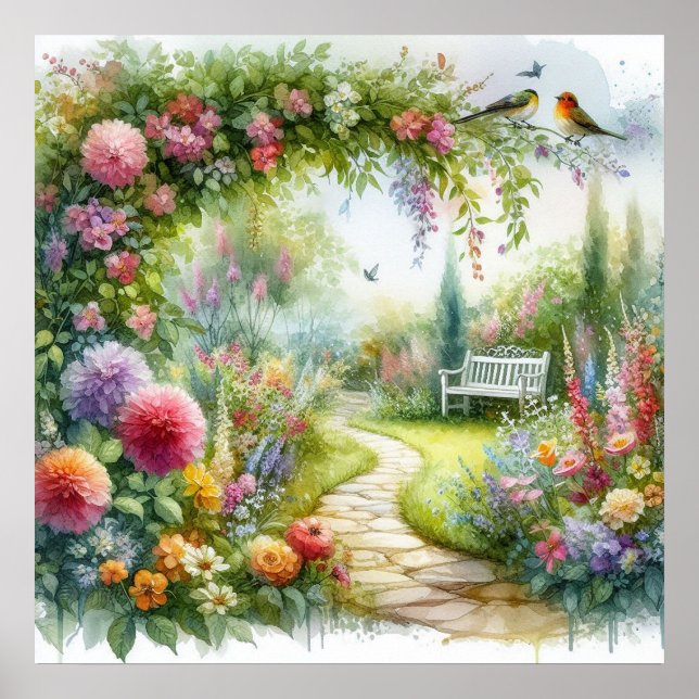 Póster Paisaje de senderos de jardín 6 (Frente)