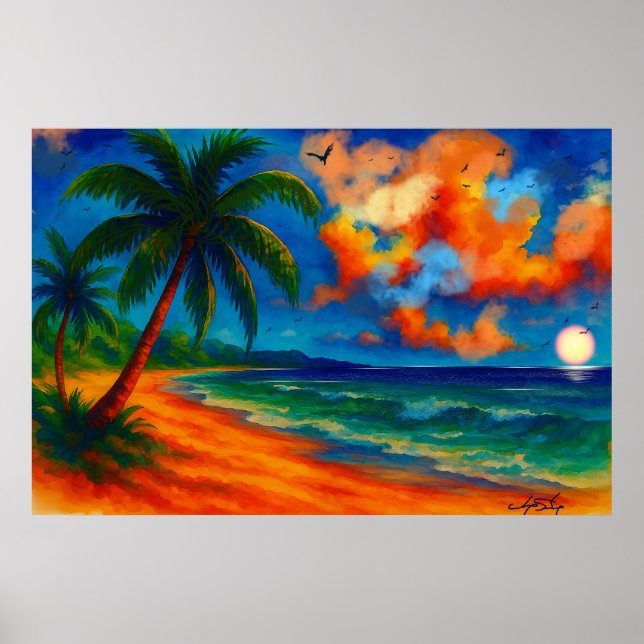 Póster Paisaje de Serenidad Tropical (Frente)