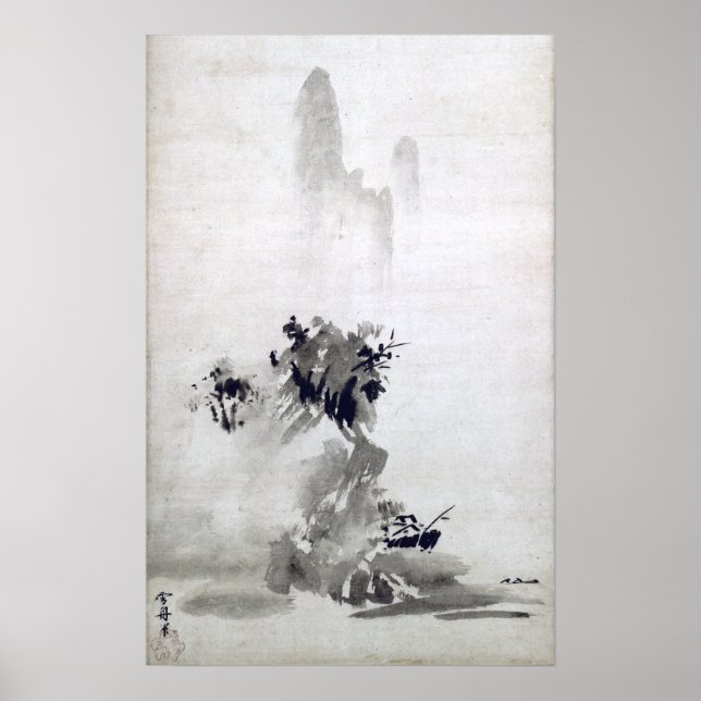 Póster Paisaje de Sesshu Toyo Haboku-Sansui (Frente)