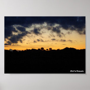 Póster Paisaje de Silueta al Crepúsculo