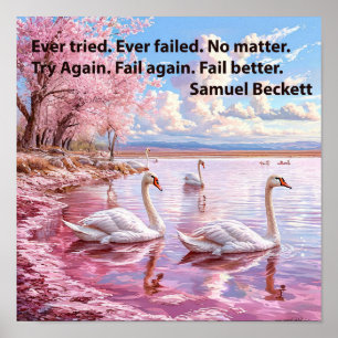 Póster 🌟 Paisaje de Sueños del Lago de los Cisnes Rosa I