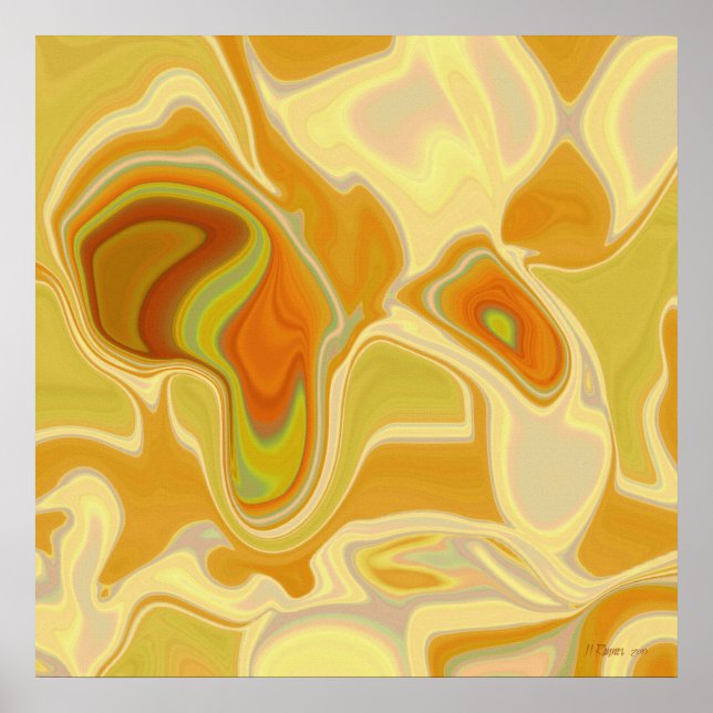 Póster Paisaje de sueños en oro abstracto (Frente)