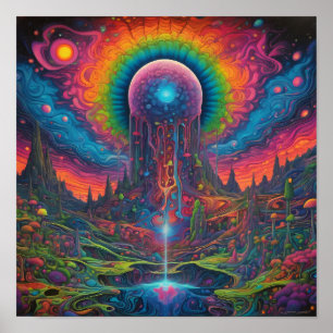 Póster Paisaje de Sueños Psicodélicos