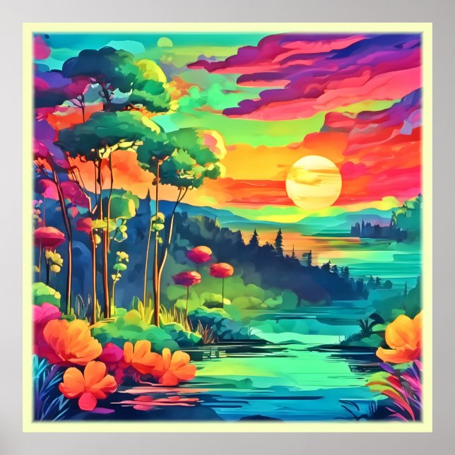 Póster Paisaje de Sunset Fantasy (Frente)