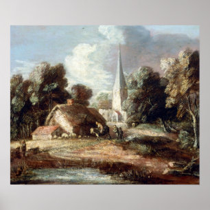 Póster Paisaje de Thomas Gainsborough con cabaña