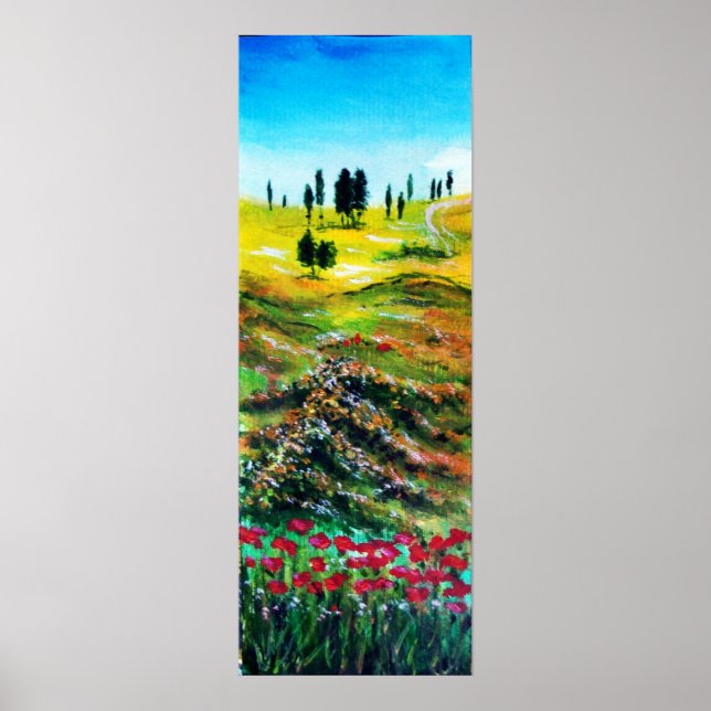 PÓSTER PAISAJE DE TOSCANA CON AMAPOLAS (Frente)