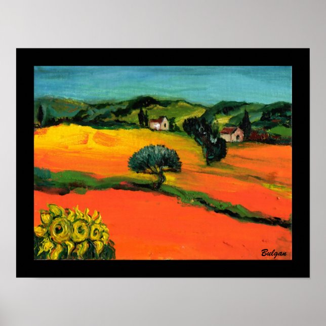 PÓSTER PAISAJE DE TOSCANA CON SIMPATIZANTES (Frente)