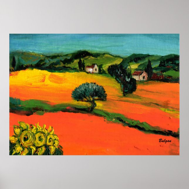 PÓSTER PAISAJE DE TOSCANA CON SIMPATIZANTES (Frente)