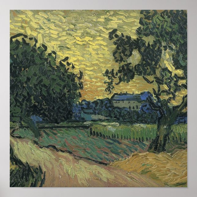 Póster Paisaje de Van Gogh al Crepúsculo (Frente)