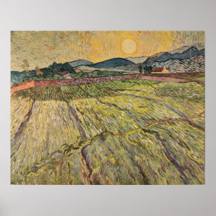 Póster Paisaje de Van Gogh con campos de flores (1899)