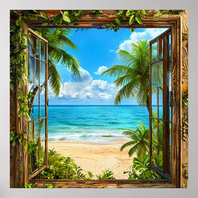 Póster Paisaje de ventana falsa (Frente)