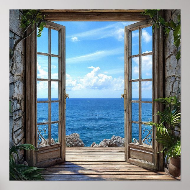 Póster Paisaje de ventana falsa (Frente)