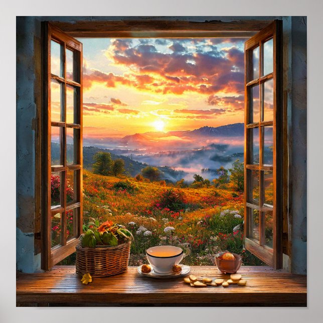 Póster Paisaje de ventana falsa (Frente)