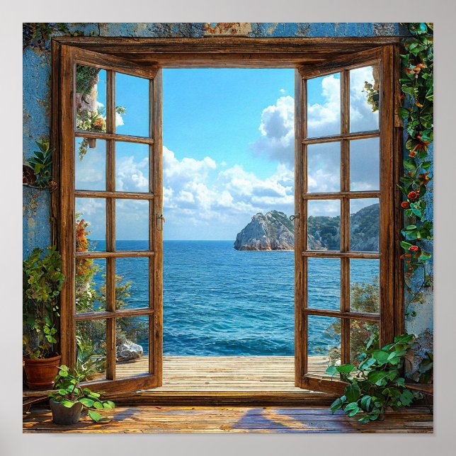 Póster Paisaje de ventana falsa (Frente)
