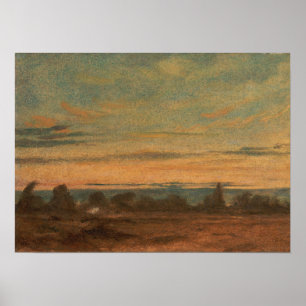 Póster Paisaje de verano al atardecer de Constable
