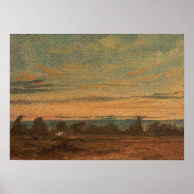Póster Paisaje de verano al atardecer de Constable (Frente)