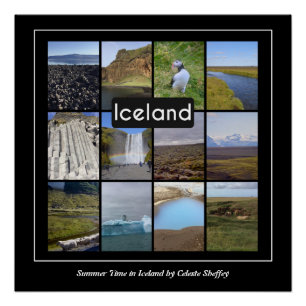 Póster Paisaje de verano de Islandia