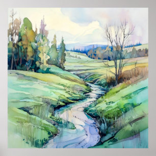 Póster Paisaje de verano en el campo