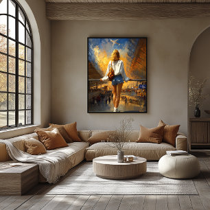Póster Paisaje de viaje impresionista – Salida dorada