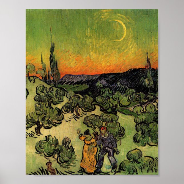 Póster Paisaje de Vincent Van Gogh Moonlit (Frente)