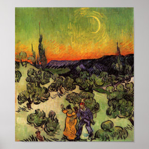 Póster Paisaje de Vincent Van Gogh Moonlit