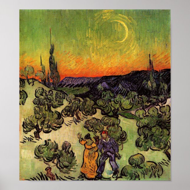 Póster Paisaje de Vincent Van Gogh Moonlit (Frente)