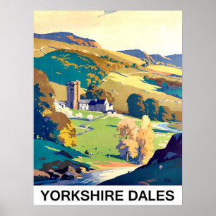 Póster paisaje de Yorkshire Dales, viaje vintage