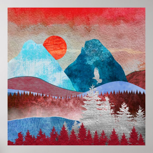 Póster Paisaje del águila plateada (Frente)