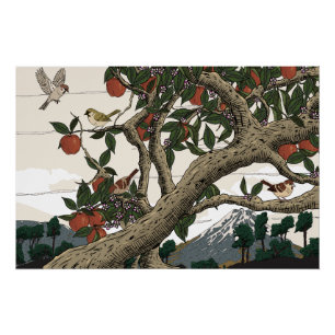 Póster Paisaje del árbol de manzana
