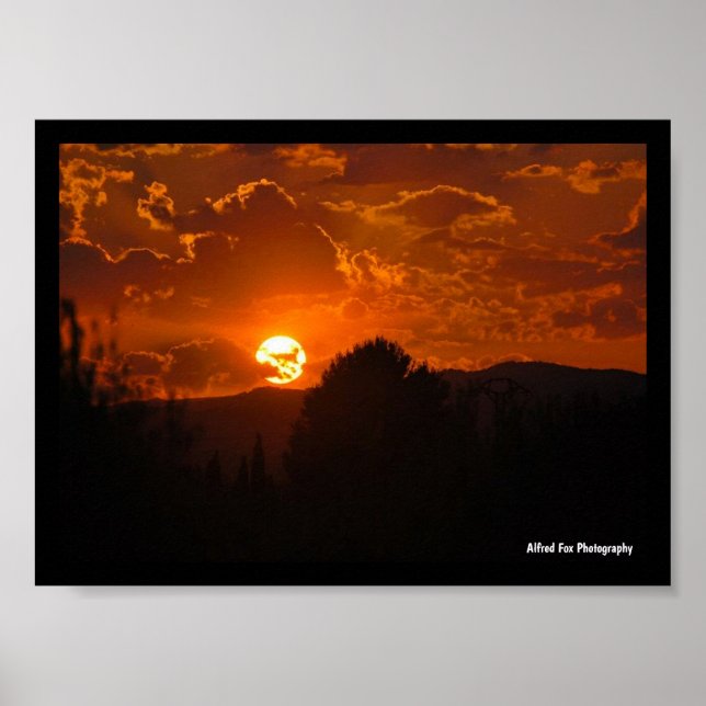 Póster Paisaje del atardecer (Frente)
