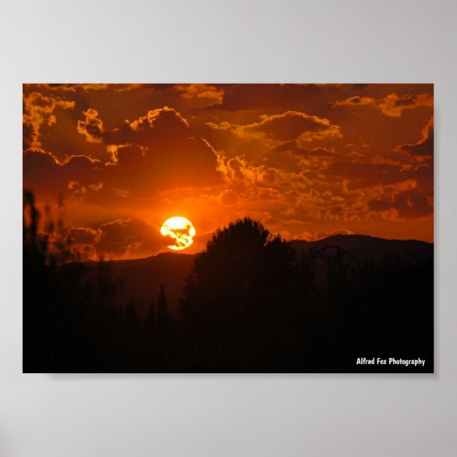 Póster Paisaje del atardecer (Frente)