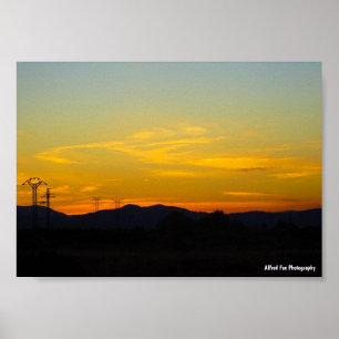 Póster Paisaje del atardecer en la Montaña Amarilla