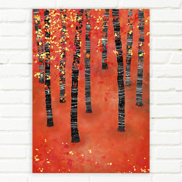 Póster Paisaje del bosque Birch