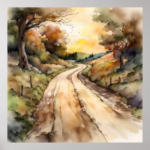 Póster Paisaje del Camino del País del Sol