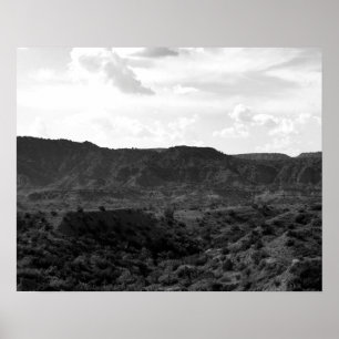 Póster Paisaje del cañón negro y blanco del caprock 16x20
