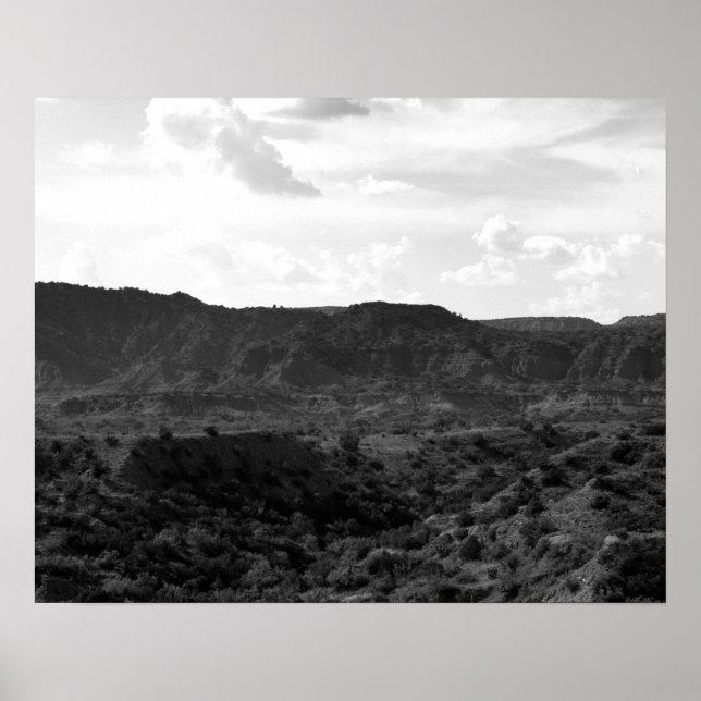 Póster Paisaje del cañón negro y blanco del caprock 16x20 (Frente)