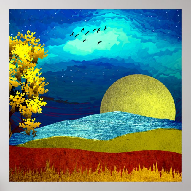 Póster Paisaje del cielo líquido (Frente)