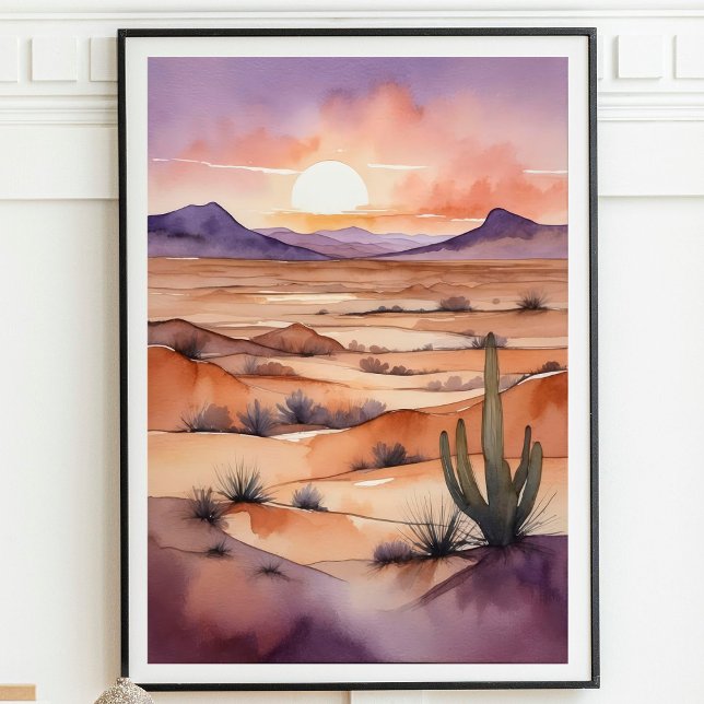 Póster Paisaje del desierto acuático con puesta de sol y  (Subido por el creador)