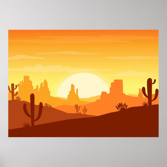 Póster Paisaje del desierto de Cactus (Frente)