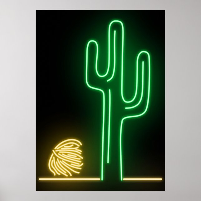 Póster Paisaje del desierto Rótulo Neon (Frente)