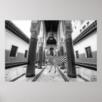 Paisaje del edificio blanco negro de cebra