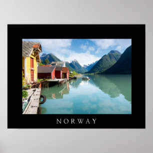 Póster Paisaje del fiordo de Fjaerlandsfjord en Noruega