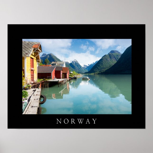 Póster Paisaje del fiordo de Fjaerlandsfjord en Noruega (Frente)