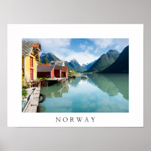 Póster Paisaje del fiordo de Fjaerlandsfjord en Noruega
