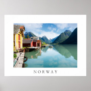 Póster paisaje del fiordo de Fjaerlandsfjord en Noruega