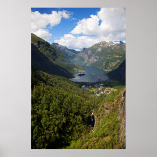 Póster Paisaje del fiordo de Geiranger, Noruega