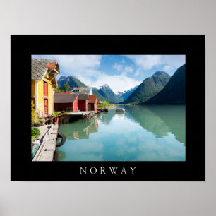 Póster paisaje del fiordo Fjaerlandsfjord en Noruega