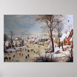 Póster Paisaje del invierno con Birdtrap, 1601