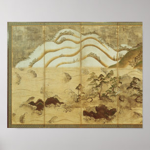 Póster Paisaje del invierno del claro de luna