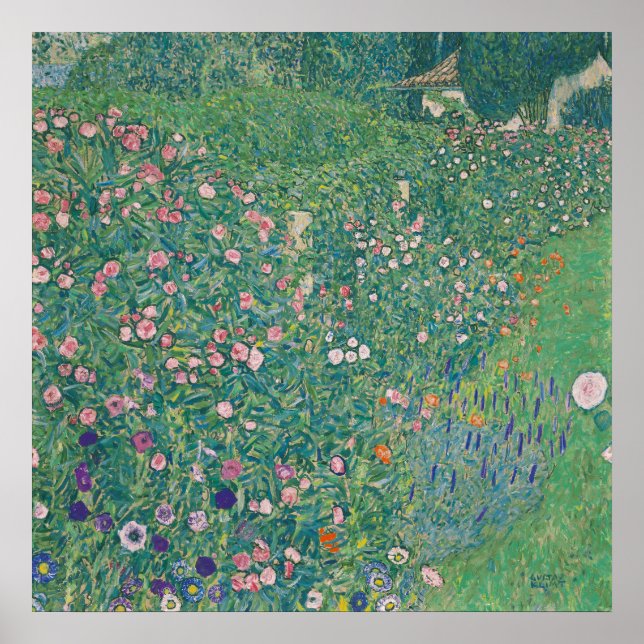 Póster Paisaje del jardín italiano — Gustav Klimt (1913) (Frente)